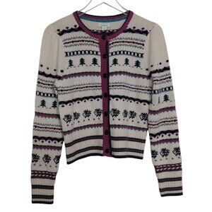 Sundance Quill Style Cardigan Womens Size Small Wool Blend Fair Isle Sweater